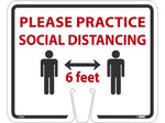National Marker Cone Top, "Please Practice Social Distancing," 10.38" x 12.63", White (CS29)