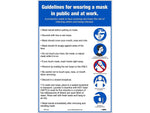 National Marker Vinyl Poster, "Guidelines for wearing a mask in public and at work," 18" x 12", White/Blue (PST145C)