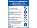 National Marker Poster, "Guidelines for Wearing a Mask in Public and at Work," 24" x 18", White/Blue (PST145)