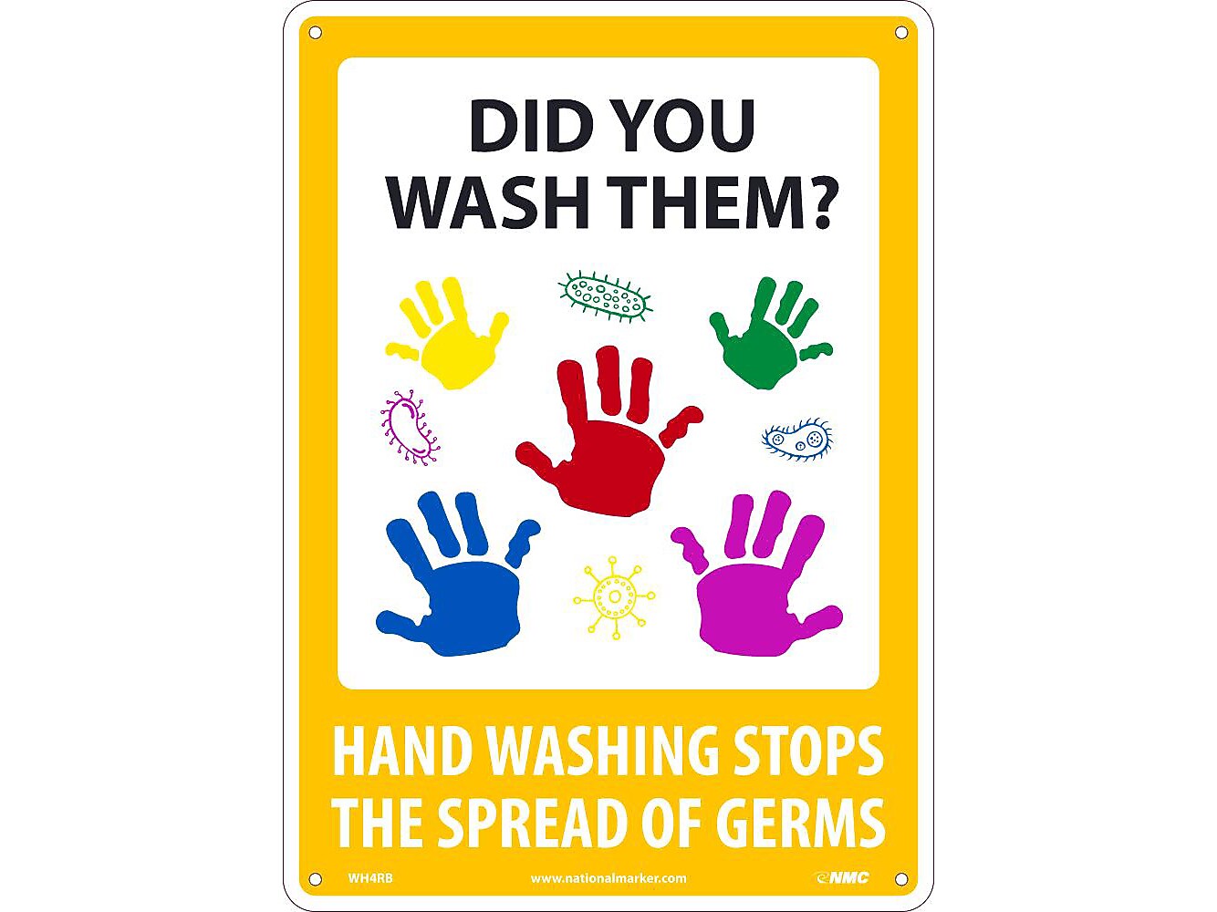 National Marker Wall Sign, "Did You Wash Them?," Plastic, 14" x 10", Multicolor (WH4RB)