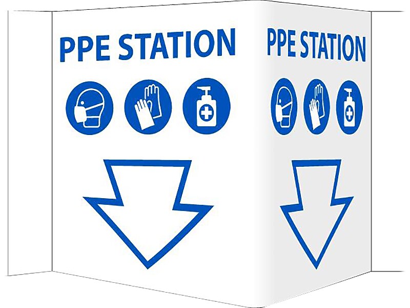 National Marker 3D Wall Sign, "PPE Station," 6" x 9", White/Blue (VS56)