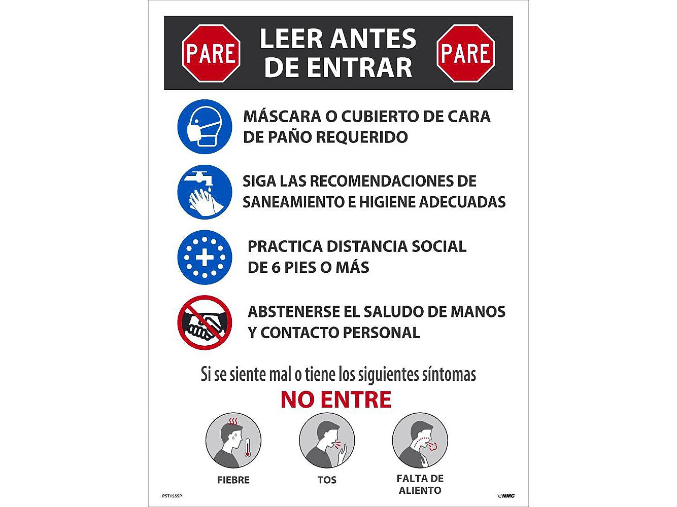 National Marker Poster, "Stop. Read Before Entering," 24" x 18", Multicolor (PST155SP)