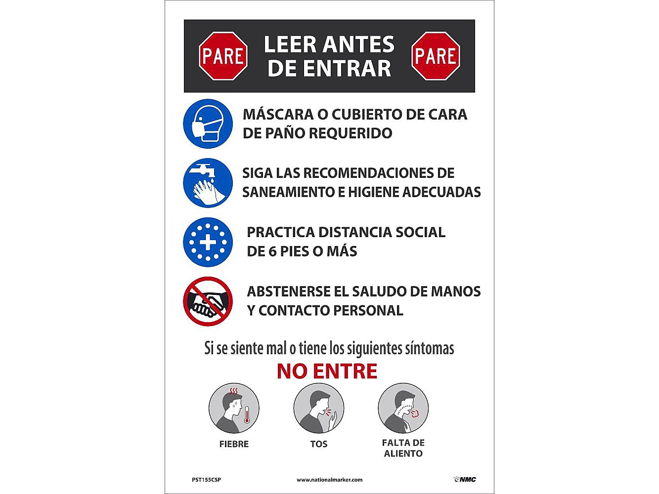 National Marker Vinyl Poster, "Stop. Read Before Entering," 18" x 12", Multicolor (PST155CSP)