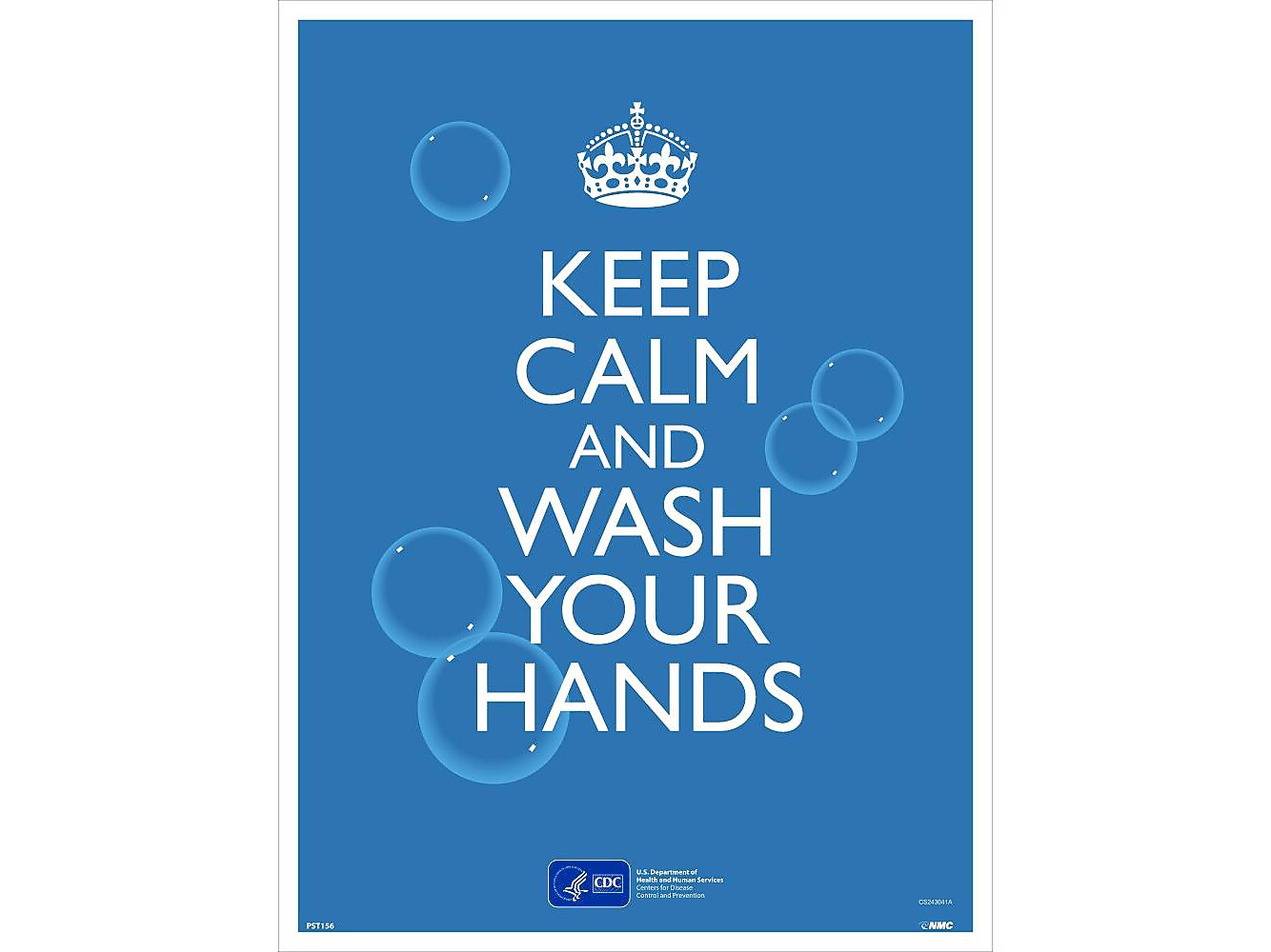 National Marker Poster, "Keep Calm and Wash Your Hands," 24" x 18", Blue/White (PST156)