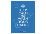 National Marker Poster, "Keep Calm and Wash Your Hands," 24" x 18", Blue/White (PST156)
