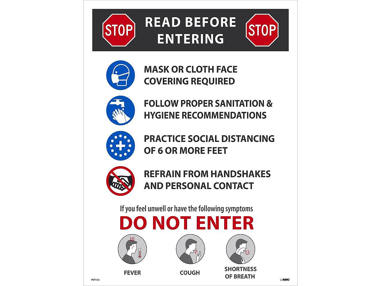 National Marker Poster, "Stop. Read Before Entering," 24" x 18", Multicolor (PST155)