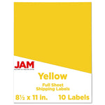 JAM Paper Shipping Labels, 8 1/2" x 11", Yellow, 1 Label/Sheet, 10 Labels/Pack (337628610)
