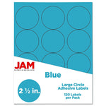 JAM Paper Round Label Sticker Seals, 2.5" Diameter, Blue, 24 Labels/Sheet, 5 Sheets/Pack (337129602)