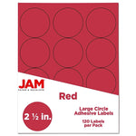 JAM Paper Round Label Sticker Seals, 2.5" Diameter, Red, 12 Labels/Sheet, 10 Sheets/Pack (147628585)