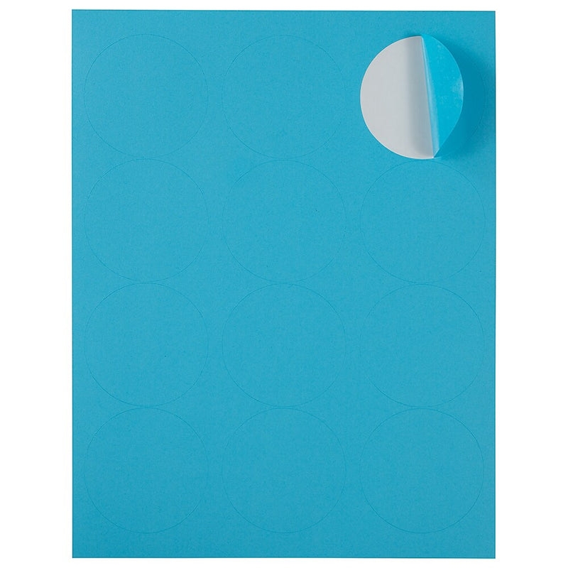 JAM Paper Round Label Sticker Seals, 2.5" Diameter, Blue, 24 Labels/Sheet, 5 Sheets/Pack (337129602)