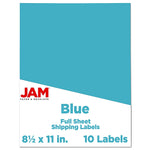 JAM Paper Shipping Labels, 8 1/2" x 11", Blue, 1 Label/Sheet, 10 Labels/Pack (337628605)