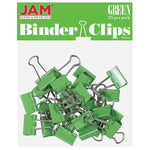 JAM Paper Colored Small Binder Clips, 3/8" Capacity, Green, 25/Pack (334BCGR)