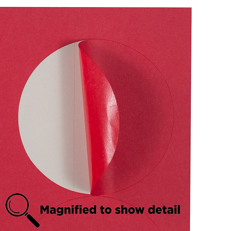 JAM Paper Round Label Sticker Seals, 2.5" Diameter, Red, 12 Labels/Sheet, 10 Sheets/Pack (147628585)