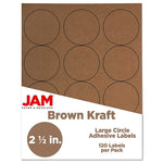 JAM Paper Circle Round Label Sticker Seals, 2.5 Inch Diameter, Brown Kraft, 120/Pack (2147618897)