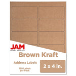 JAM Paper Shipping Labels, 2" x 4", Brown Kraft, 10 Labels/Sheet, 12 Sheets/Pack (4513703)