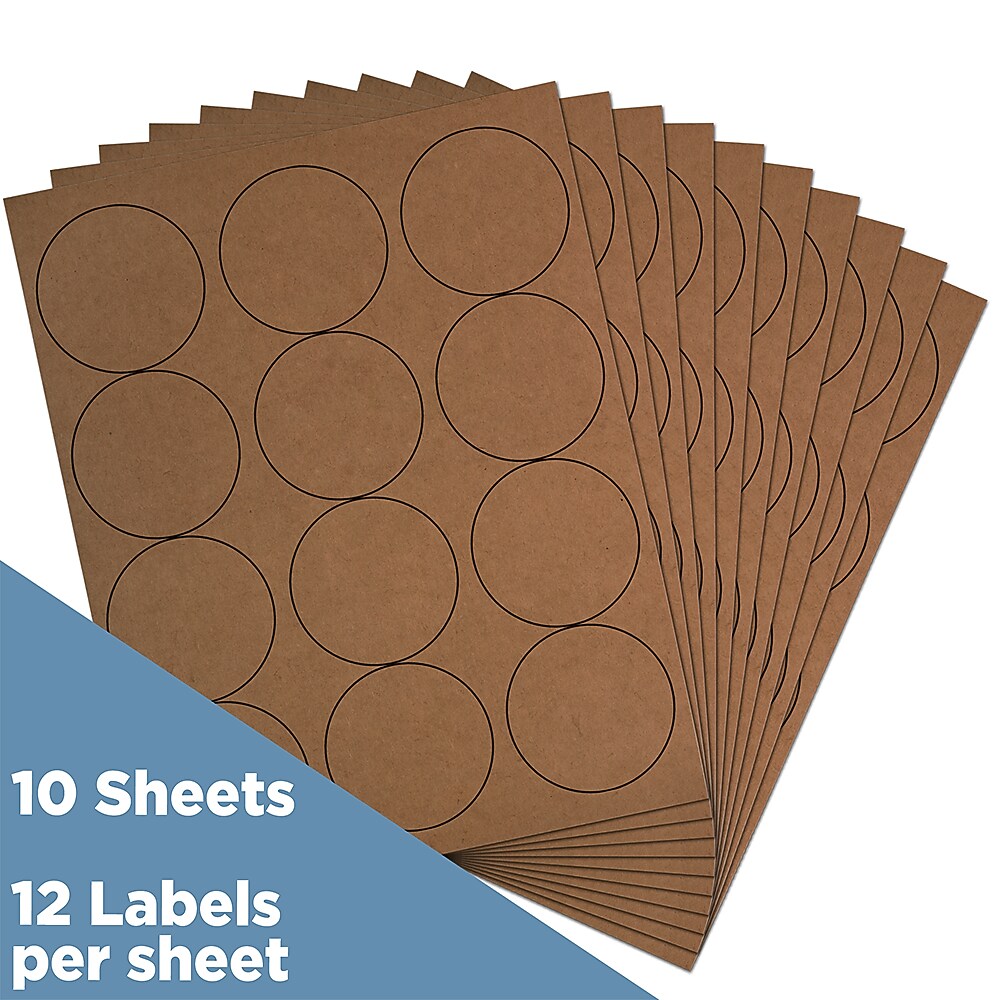 JAM Paper Circle Round Label Sticker Seals, 2.5 Inch Diameter, Brown Kraft, 120/Pack (2147618897)