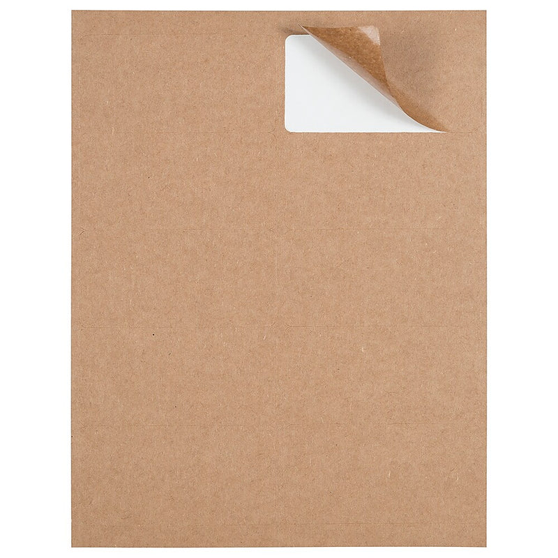 JAM Paper Shipping Labels, 2" x 4", Brown Kraft, 10 Labels/Sheet, 12 Sheets/Pack (4513703)