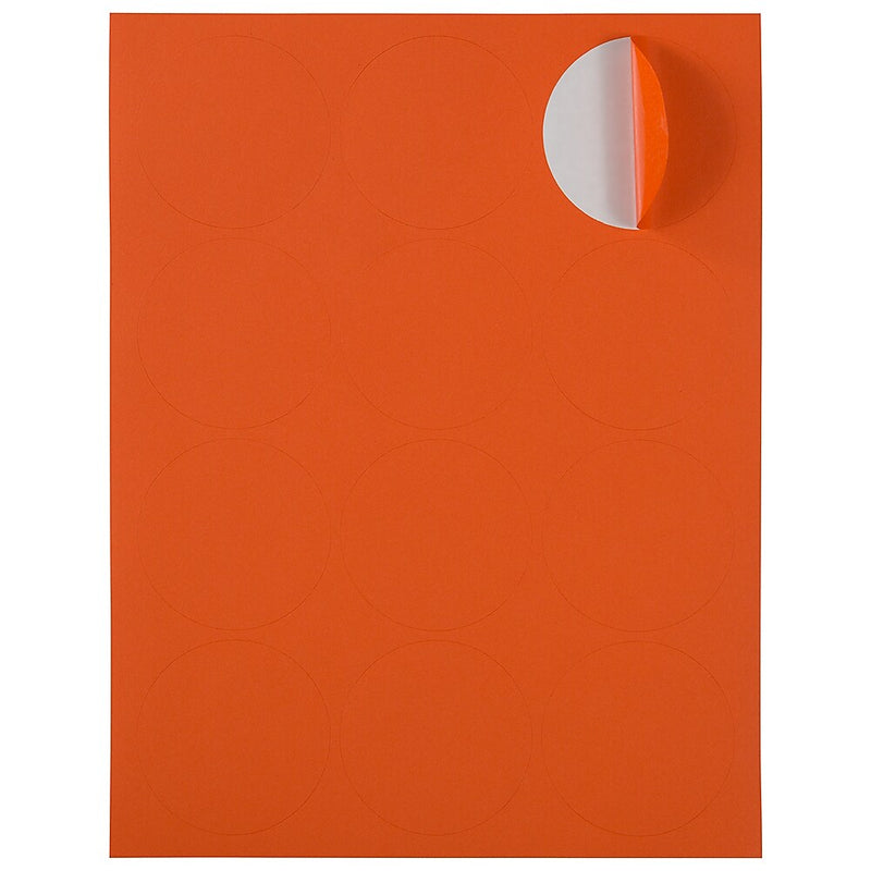 JAM Paper Round Label Sticker Seals, 2.5" Diameter, Orange, 12 Labels/Sheet, 10 Sheets/Pack (147628584)