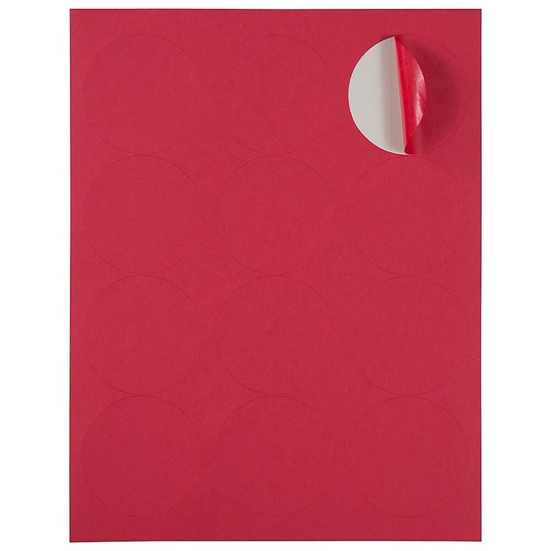 JAM Paper Round Label Sticker Seals, 2.5" Diameter, Red, 12 Labels/Sheet, 10 Sheets/Pack (147628585)