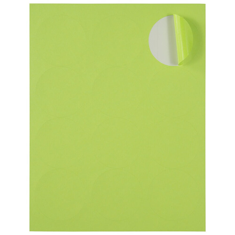 JAM Paper Round Label Sticker Seals, 2.5" Diameter, Lime Green, 12 Labels/Sheet, 10 Sheets/Pack, (147628589)