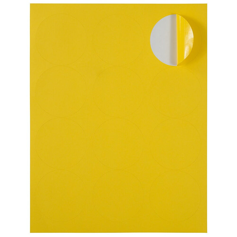 JAM Paper Round Label Sticker Seals, 2.5" Diameter, Yellow, 12 Labels/Sheet, 10 Sheets/Pack (147628582)