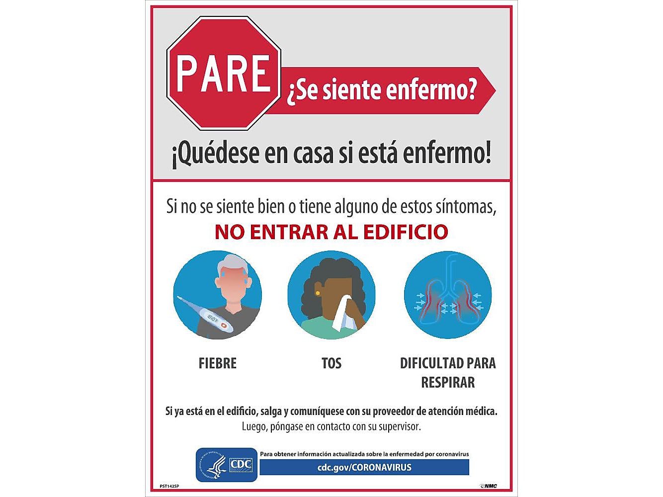 National Marker Poster, "Stop - Feeling Sick?," 24" x 18", White/Red/Blue (PST142SP)