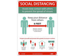 National Marker Wall Sign, "Social Distancing," Plastic, 14" x 10", Green/White/Red (M0148RB)