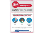 National Marker Wall Sign, "Stop - Feeling Sick?," Plastic, 14" x 10", White/Red (M0142RB)