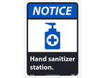 National Marker Wall Sign, "Notice: Hand Sanitizer Station," Plastic, 14" x 10", Blue/White/Black (N520RB)