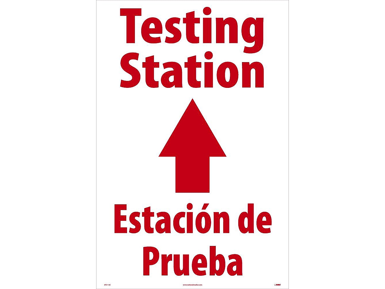 National Marker A-Frame Sign, "Testing Station Straight," 36" x 24", White/Red (SFS112C)