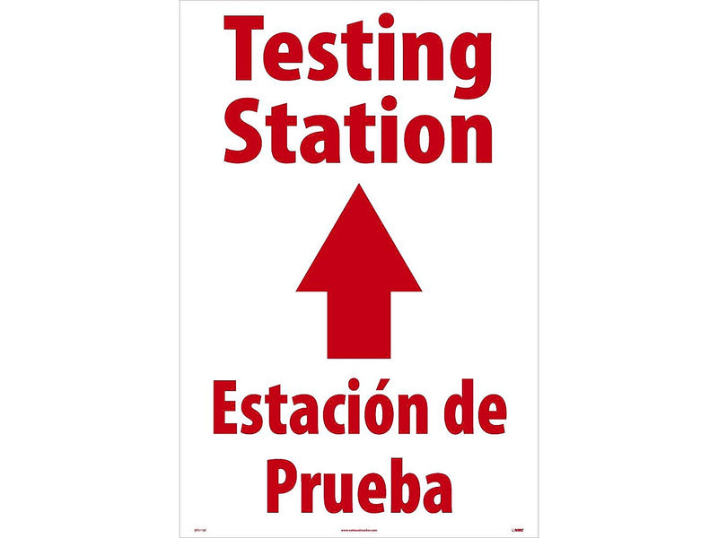 National Marker A-Frame Sign, "Testing Station Straight," 36" x 24", White/Red (SFS112C)