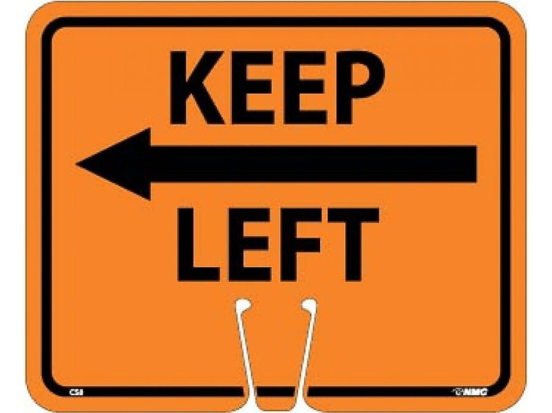 National Marker Cone Top, "Keep Left," 10.38" x 12.63", Orange (CS8)