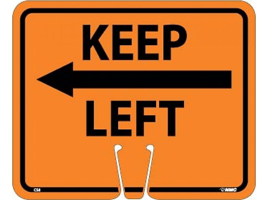 National Marker Cone Top, "Keep Left," 10.38" x 12.63", Orange (CS8)