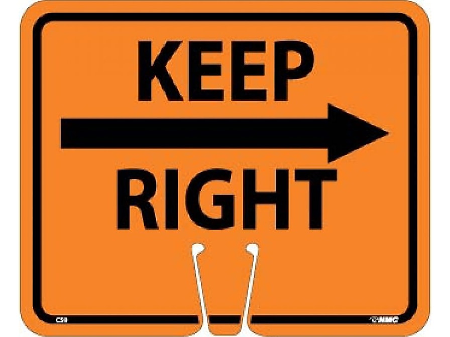 National Marker Cone Top, "Keep Right," 10.38" x 12.63", Orange (CS9)