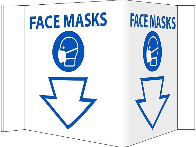 National Marker 3D Wall Sign, "Face Masks," 6" x 9", White/Blue (VS55)