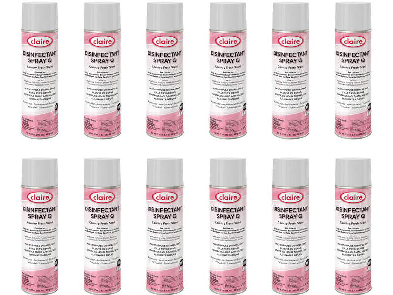 Claire Spray Q Disinfectant Can, Country Fresh, 17 Oz. 12/Carton (CL1001)