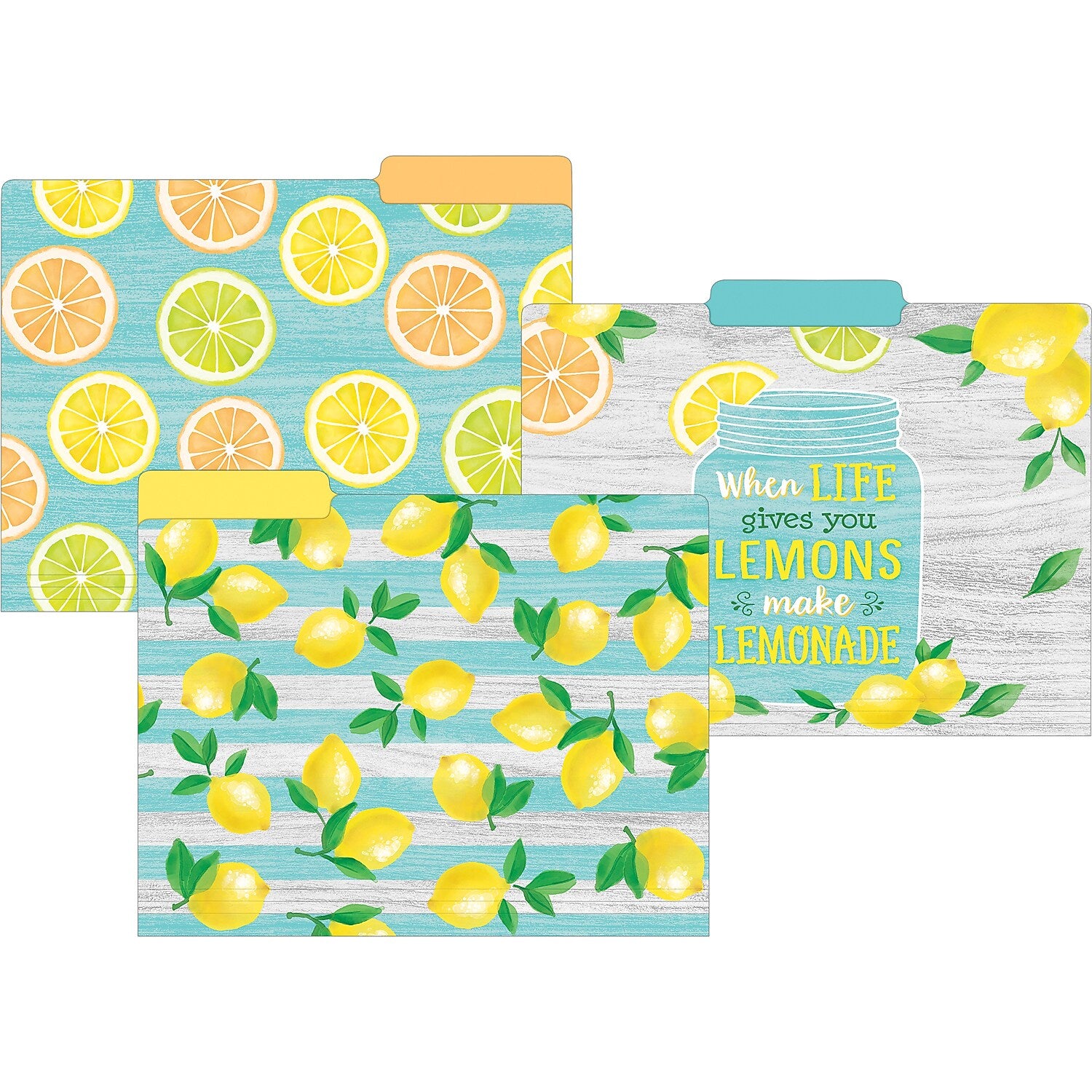 Teacher Created Resources Lemon Zest File Folder, 1/3-Cut Tab, Letter Size, Assorted Colors, 24/Pack(TCR8542-2)