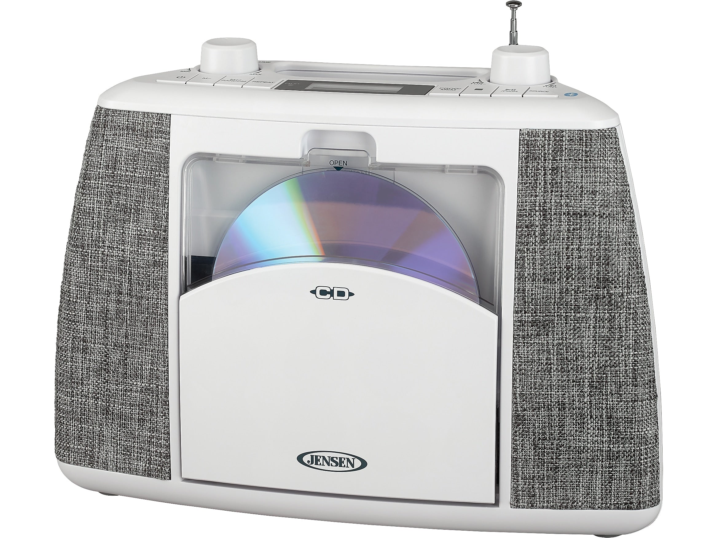 Jensen CD-565 Bluetooth CD/Radio Player, White/Gray (CD-565)
