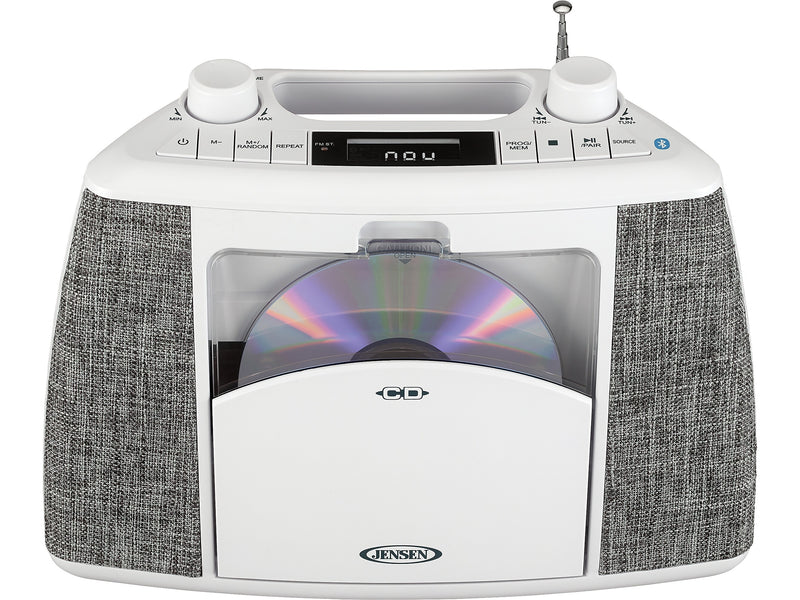 Jensen CD-565 Bluetooth CD/Radio Player, White/Gray (CD-565)