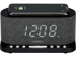 Jensen QICR-50 Dual Alarm Clock Radio with Wireless Qi Charging, Black