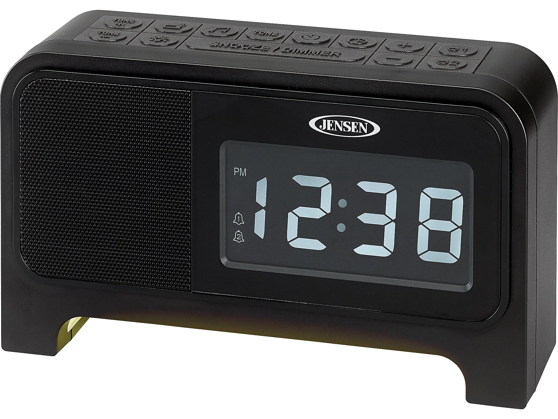 Jensen JCR-350 Digital Clock Radio with Night Light, Black