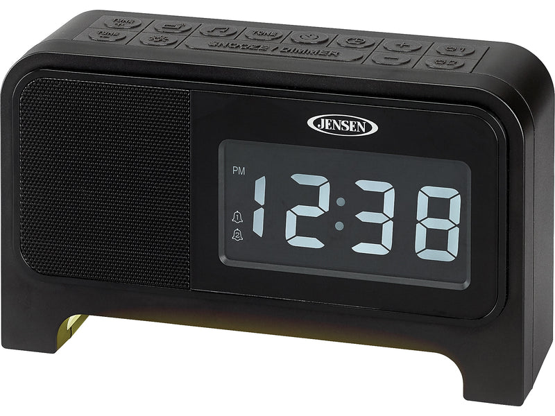 Jensen JCR-350 Digital Clock Radio with Night Light, Black