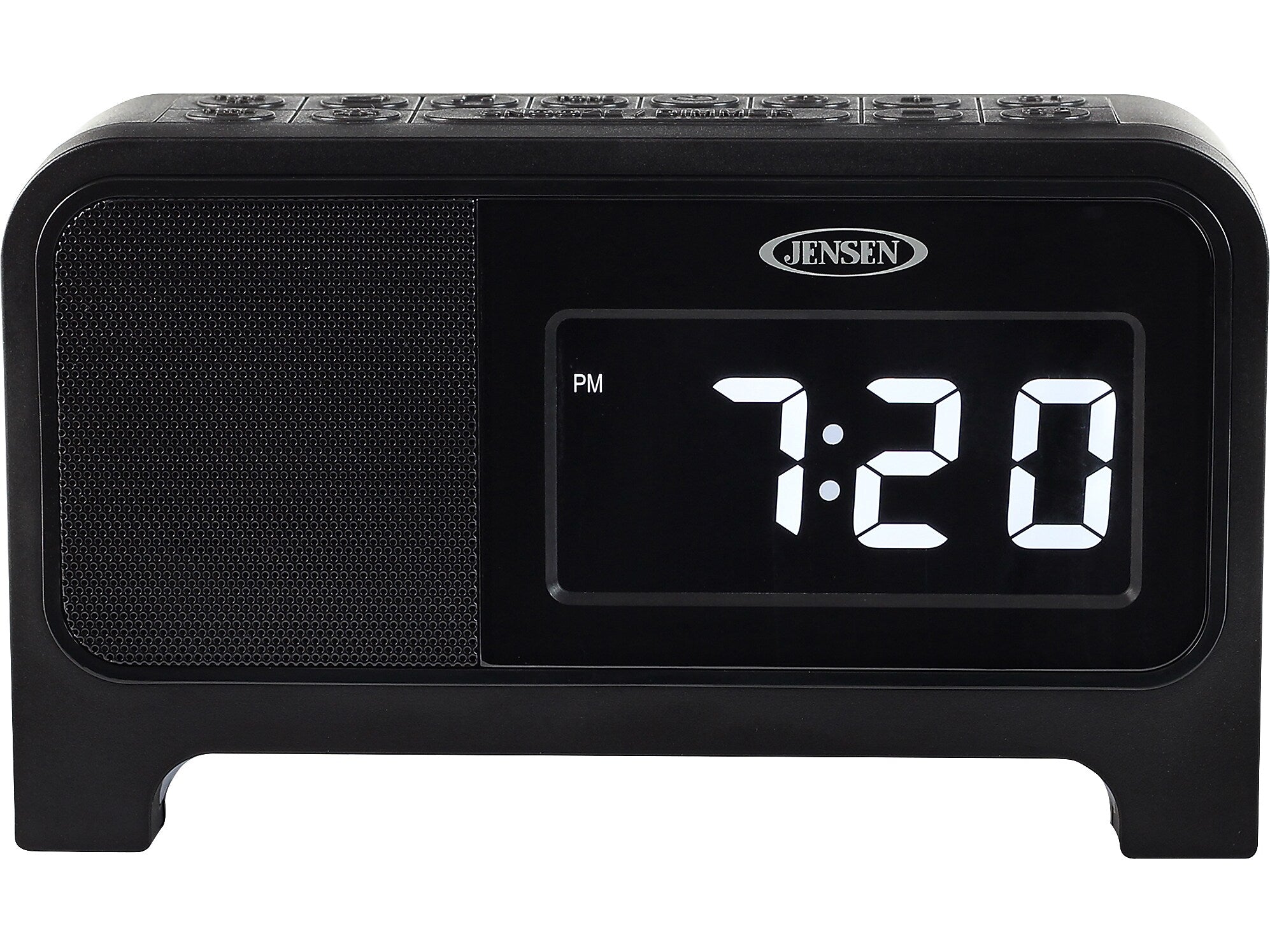 Jensen JCR-350 Digital Clock Radio with Night Light, Black