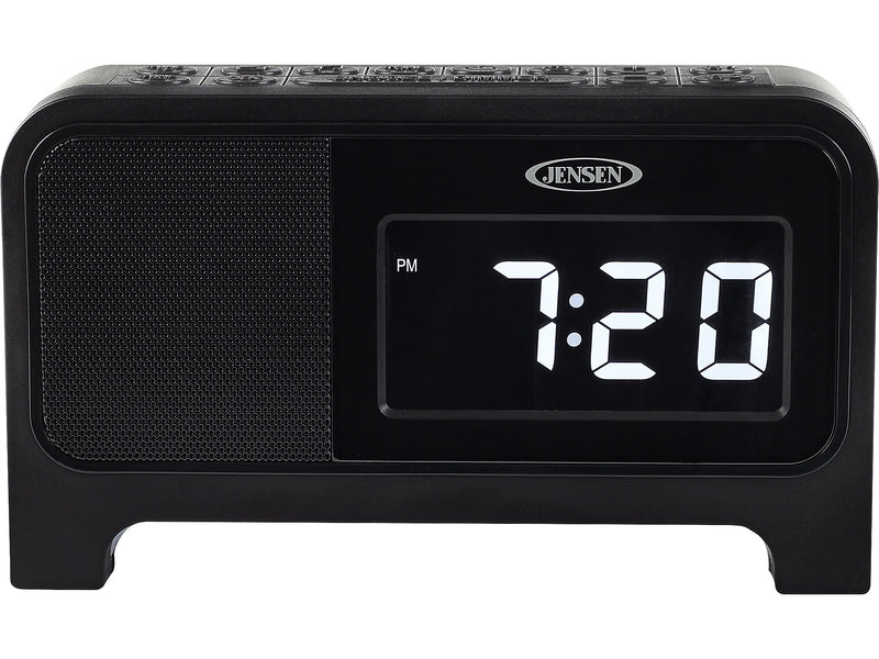 Jensen JCR-350 Digital Clock Radio with Night Light, Black