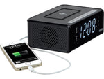 Jensen QICR-200 Dual Alarm Clock Radio with Wireless Qi Charging, Black (QICR-200)