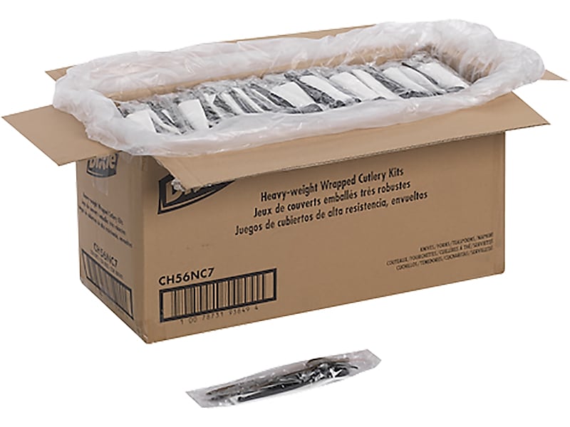 Dixie Individually Wrapped Polystyrene Cutlery Set, Heavy-Weight, Black, 250/Carton (CH56NC7)