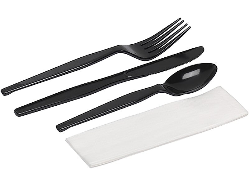Dixie Individually Wrapped Polystyrene Cutlery Set, Heavy-Weight, Black, 250/Carton (CH56NC7)
