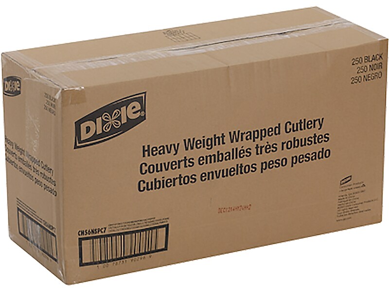 Dixie Individually Wrapped Plastic Cutlery Sets, Heavy-Weight, Black, 250/Carton (CH56NSPC7)