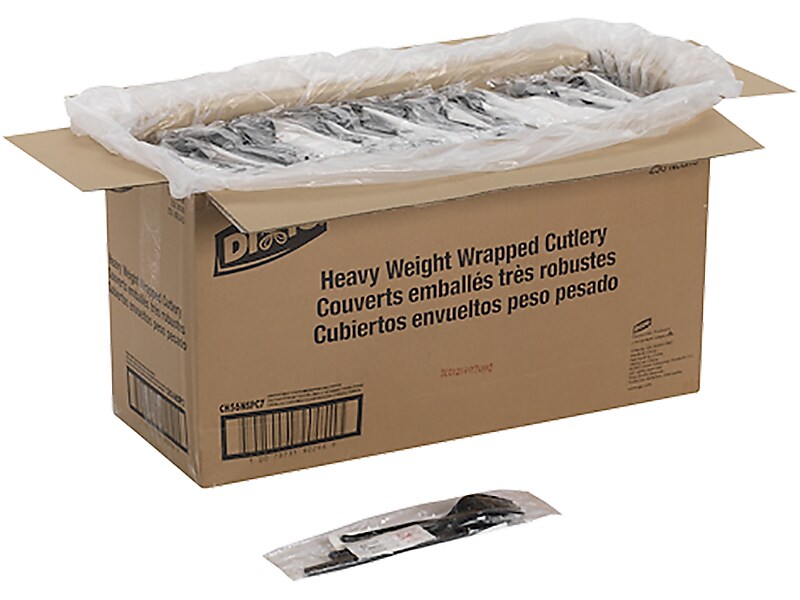Dixie Individually Wrapped Plastic Cutlery Sets, Heavy-Weight, Black, 250/Carton (CH56NSPC7)
