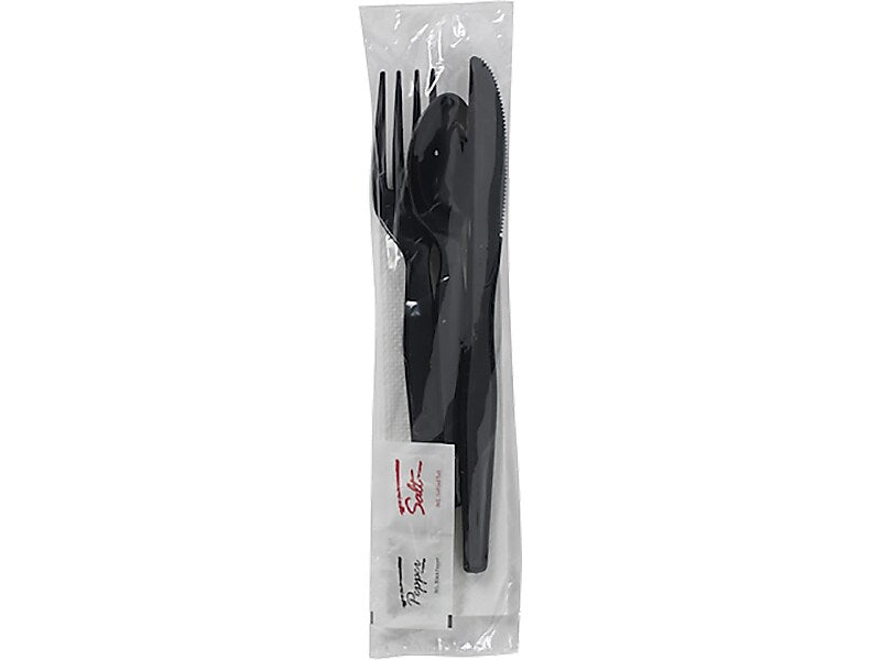 Dixie Individually Wrapped Plastic Cutlery Sets, Heavy-Weight, Black, 250/Carton (CH56NSPC7)
